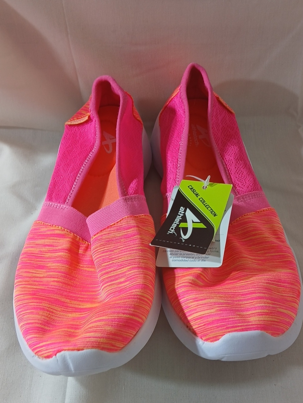 Athletech Women's Slip-On Athletic Trainers in Pink and Orange Zsize 9 Med Width
